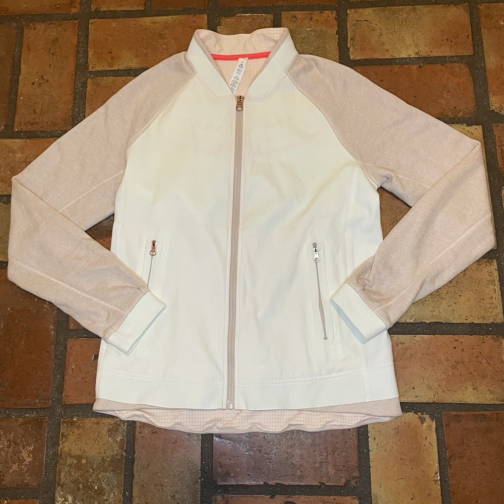Lululemon Jacket Women's 6 Pink White Zip Up Track Baseball Knit